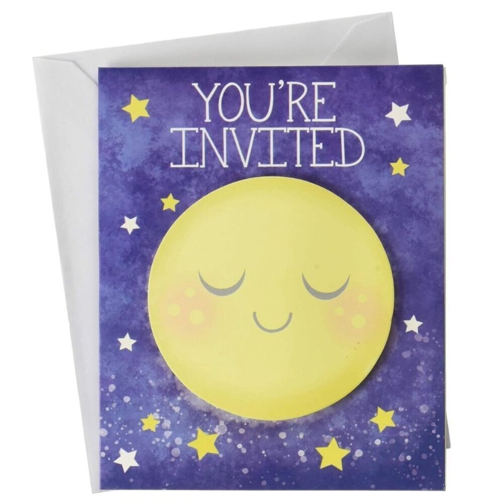 Creative Converting Moon and Back Gender Neutral Baby Shower Invitations (8)